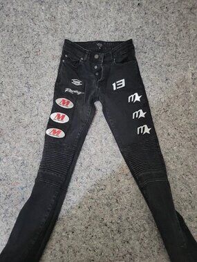 Boohoo Man Jeans Men’s Size 30 Skinny Black Denim Pants Distressed Racing